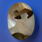 Vintage Inlaid Mother Of Pearl And Abalone Shell Lady In Hat Brooch - 1980s