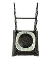 Antique Victorian Cast Iron Glass Inkwell With Cross Lid Pen Holder Religious