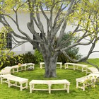 Wooden Garden Round Outdoor Tree Bench Wrap Around Park Seat For Yard Patio Deck