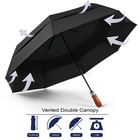 Windproof Golf Umbrella Large Folding 54 Inch Auto Open Close Large  01 black