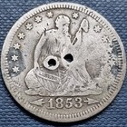 Love Token - 1853 Seated Liberty Quarter - Engraved -   M   -  93815