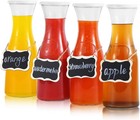 Set Of 4 Glass Carafe With Lids For Mimosa Bar Lemonade With Tags Marker Card 1l