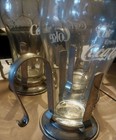 Vintage Coca-cola Set Of 4 Clear Glasses W  Metal Soda Holders  Rm Green   Sons