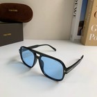 Tom Ford Fashion Pilot Sunglasses Black Frame Solid Blue Lens Shades