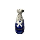 Vintage Fitz   Floyd Dalmation Dog Trinket Box Cobalt Blue Home Decor Vanity