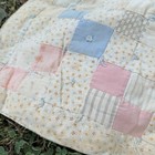 Vintage Hand Tied Patchwork Baby Quilt Crib Blanket Pastel Scrap Quilt 44x33