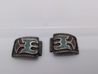 Vintage Sterling Silver Turquoise   Coral Navajo Thunderbird Watch Tips  49 99