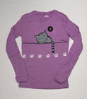 Family Feeling Girls 14 Purple 2-piece Cat Print Long Sleeve Cotton Knit Pjs