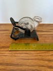 Victorian Tilting Snail Inkwell Glass   Cast Iron Ink Well Vintage Antique