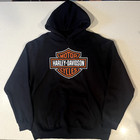 Harley Davidson Black Orange Logo Bar   Shield Hoodie Jacket  Motorcycle Xl