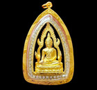 Phra Buddha Chinnarat Gold Micron Plated Pendant Jewelry Thai Amulet