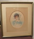 Antique 19th Century Victorian Figural Female Lady Original Watercolor Painting