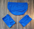 Men s Pro Wrestling Set All Blue Spandex Trunks   Knee Pad Covers Sz M  32-34 