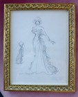 Pair Of Framed Orig Nolan Miller Sketches  Ann Margret The Two Mrs  Grenvilles  