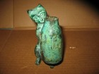 Vtg Cast Metal  Bronze Patina 6  Cat With Milk Jug Sculpture