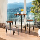 3 Piece Small Dining Table Set Round Bistro Counter Height Bar Table And Stools