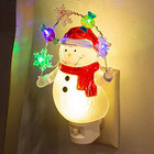 Snowman With Decorative Garland Led 7 75 Inch Acrylic Swivel Plug Bubble Night L