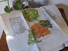 Vintage Vera Neumann Mcm Linen Tea Dish Towel Vegetable Brown Orange - Unused 