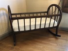 Vintage Bentwood Rocking Cradle foam Mattress And Bumper Set