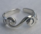 Solid Sterling Silver 925 Toe Ring Swirl Adjustable
