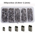 300pcs Double Barrel Fishing Crimping Sleeves Copper Tube Tackle Connector Kit