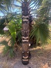 Set Of 2 Tiki Hono Pineapple Palm Tree Totem Wood Mask Tropical Patio Bar Decor