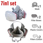 7in1 Half Face Gas Mask Facepiece Chemical Spray Painting Safety  Respirator
