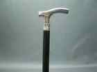 Vintage Walking Stick Silver Brass Derby Handle Cane Wooden Style Black Handmade
