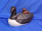 Loon W  Chick 10  Long Ceramic  3037 Denmark Maine 1993 Signed Cabin Decor