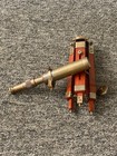 Vintage Brass Telescope On Wooden Tripod     Antique Nautical Decor Gift