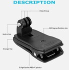 360 Rotary Backpack Hat Mounts Clip Fast Clamp Mount For Gopro Hero 2 3 3  4