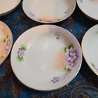 Antique Nippon Handpainted 5 5in Bowls Set Of 6 Violets And Gold Gilt Edges Read