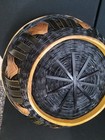 Pair Vintage Woven Baskets With Intricate Art Design- 5 x13 x30  Circumference