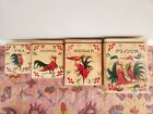 Vinatge 4 Pc Wooden Hand Painted Rooster Kitchen Canister Set W Lids- Japan