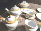 26 Piece Vintage Miniature Tea Set Peach And Cream Flowers Lusterware Japan