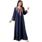 Women Loose Long Abaya Dress Turkey Muslim Dubai Kaftan Embroidery Party Robe