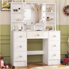 Vanity Table Set With Lighted Mirror 10 Storages  7 Drawers Makeup Dressing Desk