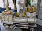 Vintage Musical Train Liquor Decanter Bar Set 6 Amber Shot Glasses Whiskey
