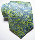 New Classic Paisley Blue Yellow Jacquard Woven 100  Silk Men s Tie Necktie