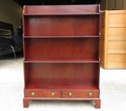 Vtg Arthur Brett Mahogany English Waterfall Bookcase W  Drawers Display Shelf