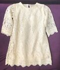 Girls Cream Stretch Soft Lace Flower Girl Party Dress - Multi Sizes Available