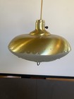 Mid Century Modern Gold Saucer Scallop Swing Arm Wall Mount Pull Down Lamp