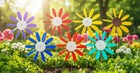 Spinning Daisies  pack Of 4  Beloit Plastics 12 Inch Dia  Random Color Lawn   