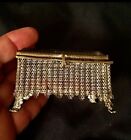 Antique Victorian Ormolu Casket Jewelry Trinket Box Beveled Glass Tufted Silk