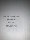 Van Halen 1981 Fair Warning Tour Itinerary - Road Crew Book Part One