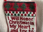 Vintage Handmade Wool Needlepoint Christmas Stocking Cottage Country A  Cond-