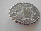 Belt Buckle Western Silver   Silver Flower Oval Vintage Never Used New Very Nice