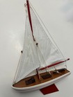 Wooden Decorative Sailboat 12  - Red Sailboat Model