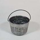 Vintage Androck Aluminum Primitive Pot With Flower Frog   Wire Handle Usa