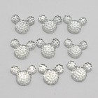 100 Clear Flatback Resin Dotted Rhinestone Gems Mouse Head Cabachons 14x12mm